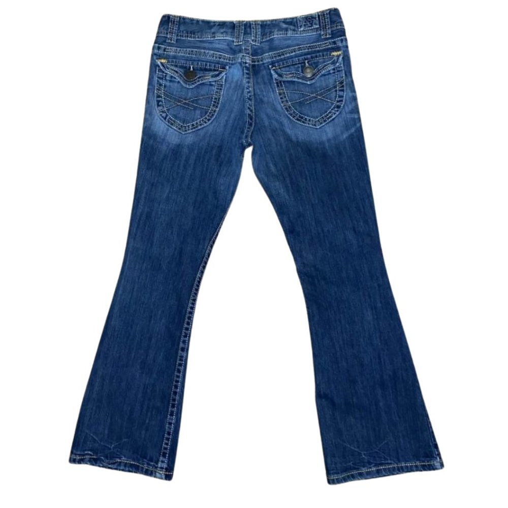 Aeropostale Hailey Skinny Flare Jeans 13/14 Blue Distressed Boho Y2K Stretch - Picture 3 of 10